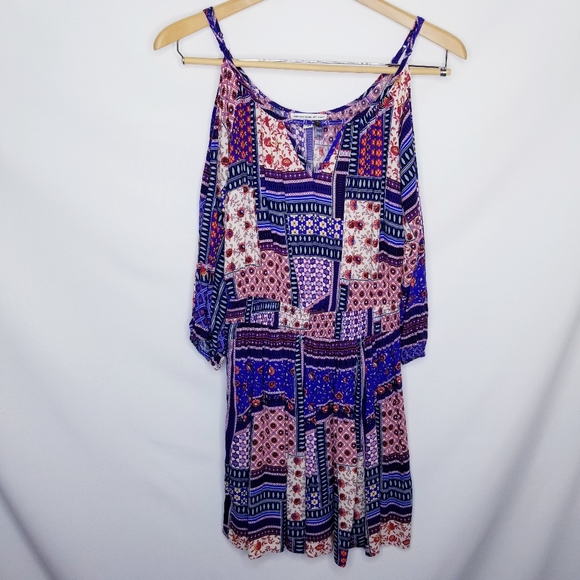 AEO - Cold Shoulder, Floral Boho Print Dress - Picture 2 of 15